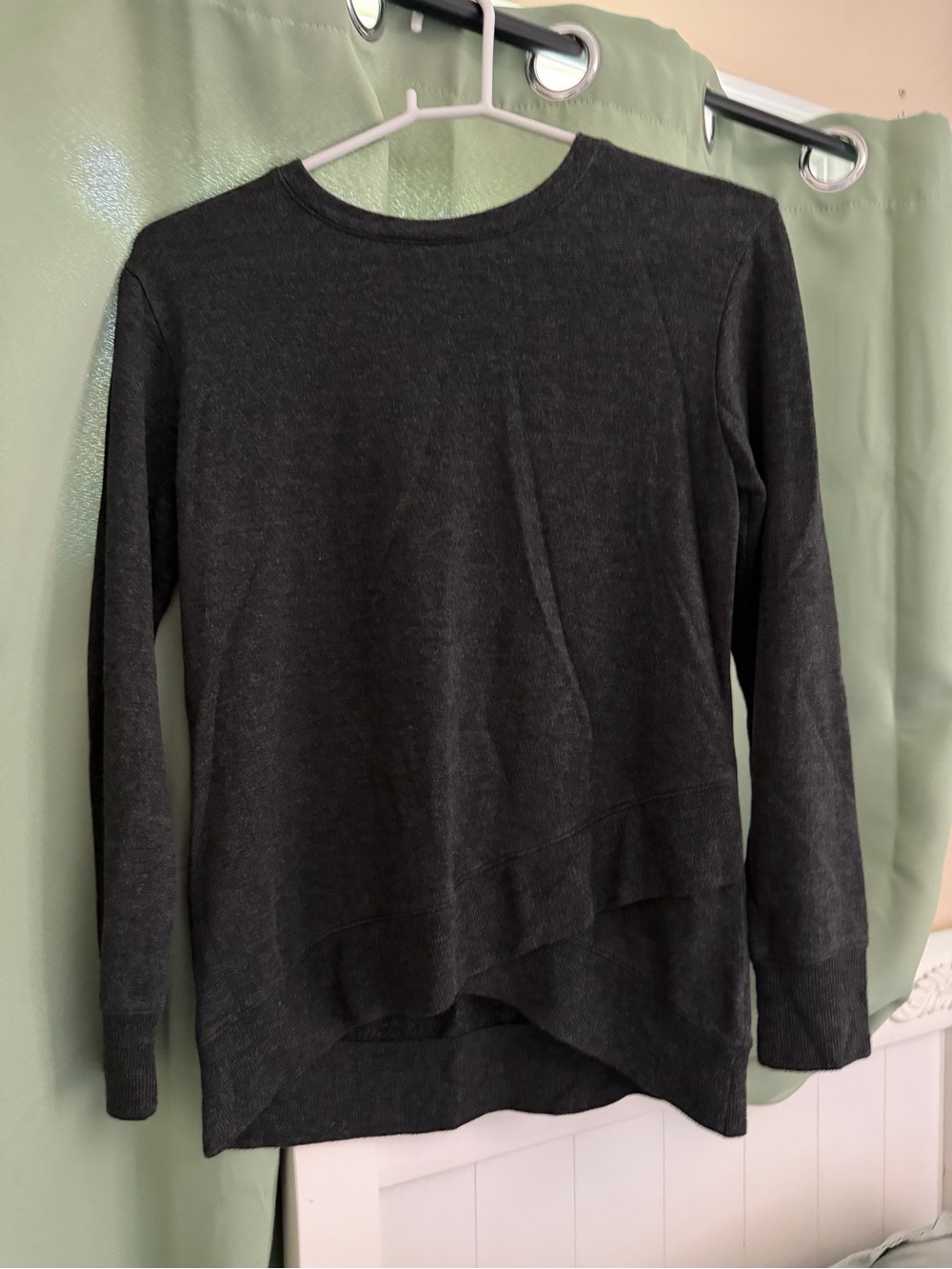 Gray Long Sleeve Asymmetric Hem Top